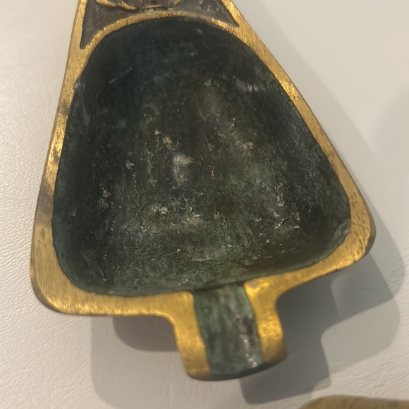 3 Vintage Ashtray Solid Brass Dayagi Israel Ornate Mid Century RARE Collectible - Picture 11 of 12